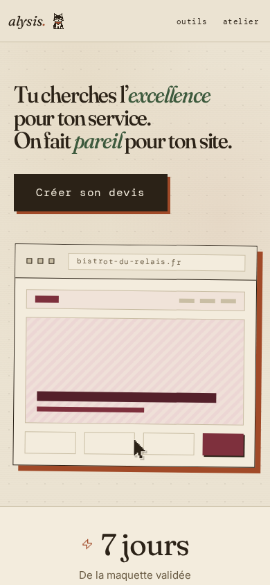 La version mobile du site alysis