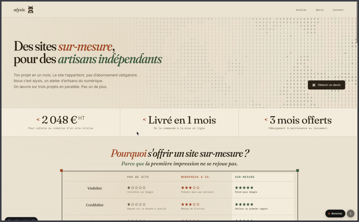 Aperçu du site alysis.cat — Atelier web indépendant
