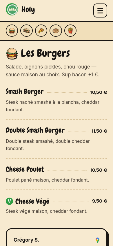 La version mobile du site Holy