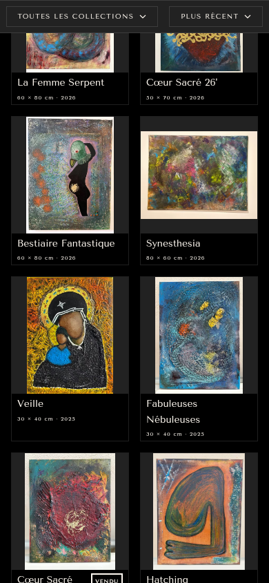 La version mobile du site Unfocus Art
